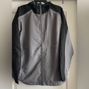 Men's Black and Gray hooded windbreaker Jacket